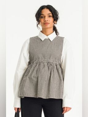 Olive Faye Ribboned Vest - Black Gingham